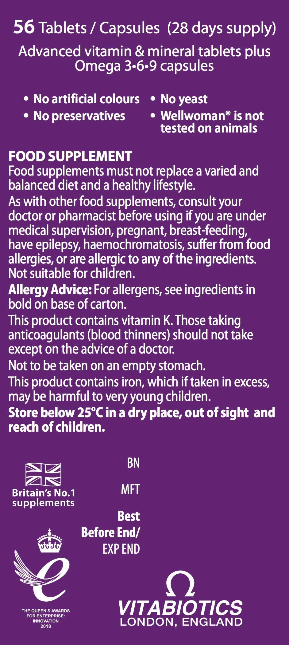 Vitabiotics Wellwoman Plus Omega 3 6 9 - 56 Tablets/Capsules Vitabiotics