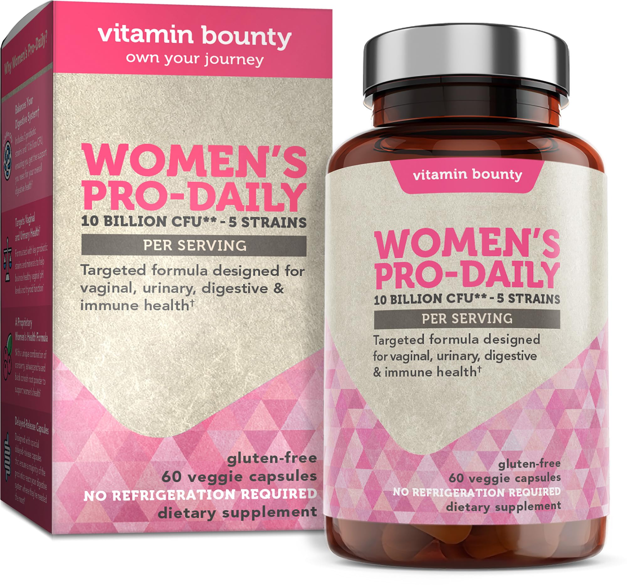 Vitamin Bounty Women's Pro Daily - Vaginal Probiotic & Prebiotic & pH Balance, Probiotics 
