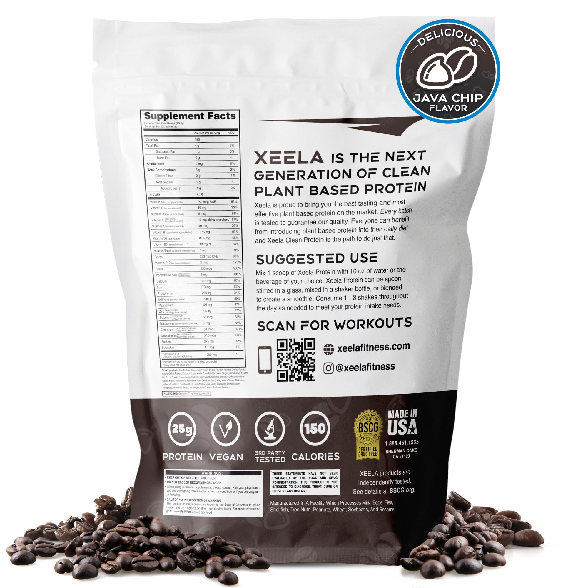 XEELA Plant Based Vegan Protein Powder - Independently Tested - 25g High Protein XEELA