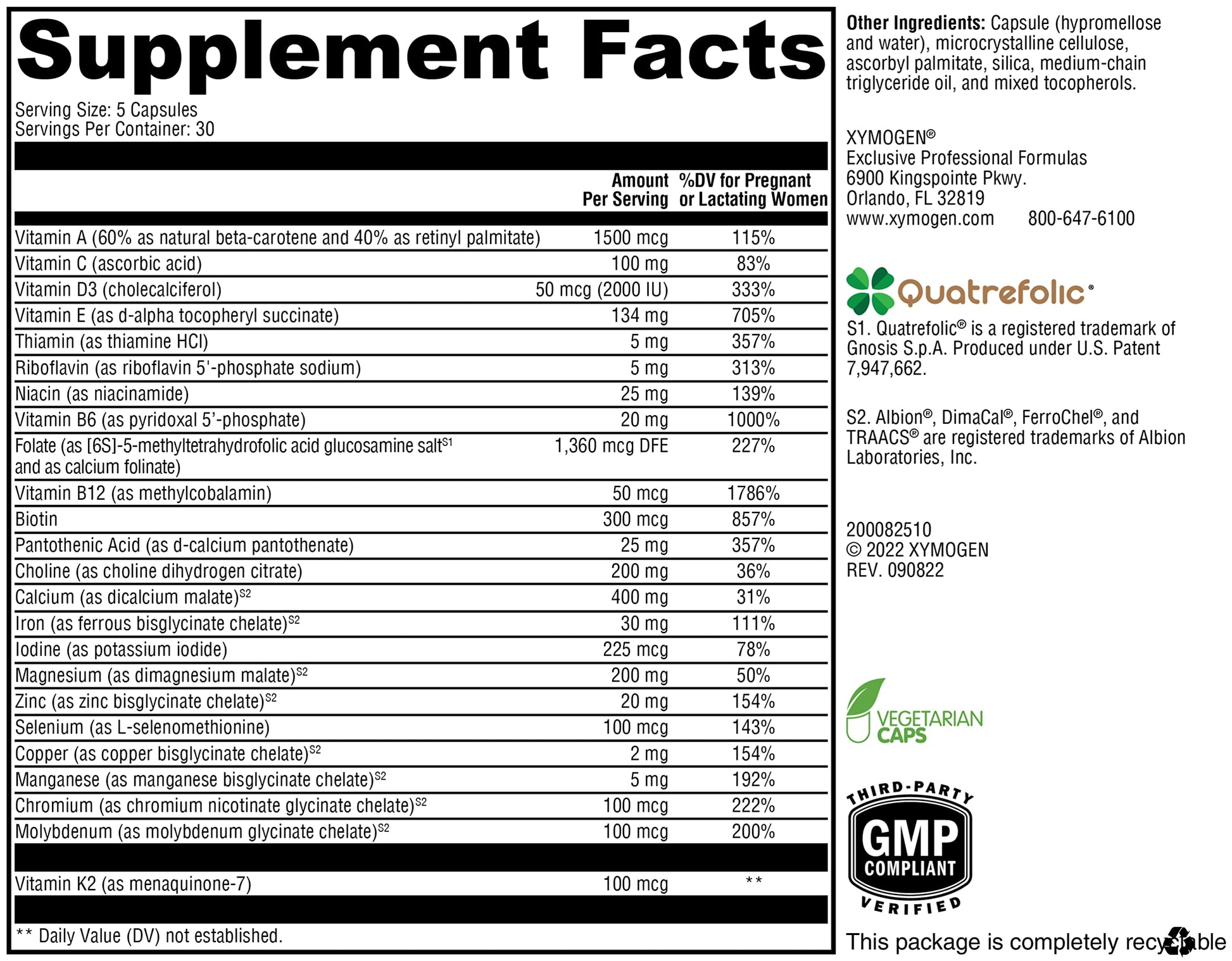 XYMOGEN Prenatal (150 Capsules) + Immune Essentials Daily (120 Capsules) 2-Product Bundle XYMOGEN
