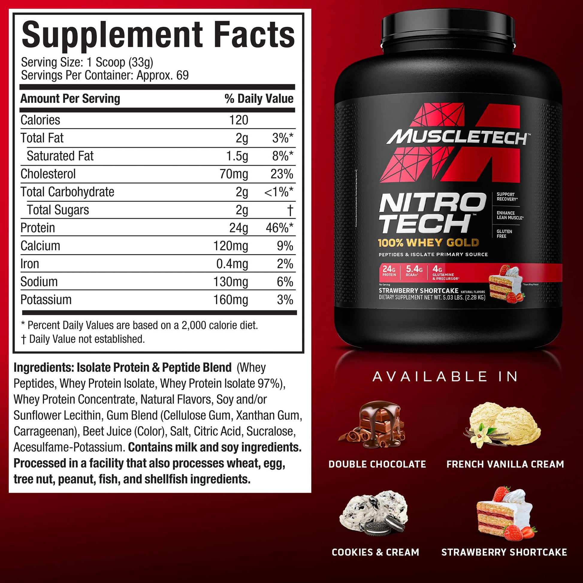 Whey Protein Powder MuscleTech Nitro-Tech Whey Gold Protein Powder Whey Protein MuscleTech