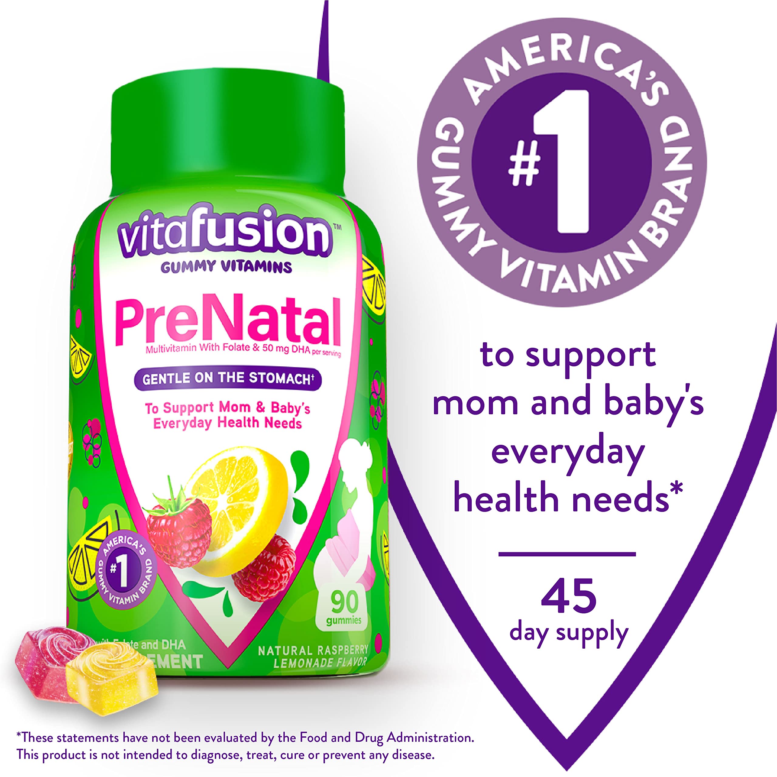 Vitafusion PreNatal Gummy Vitamins, Raspberry Lemonade Flavored, Pregnancy Vitamins & Palmer's Vitafusion