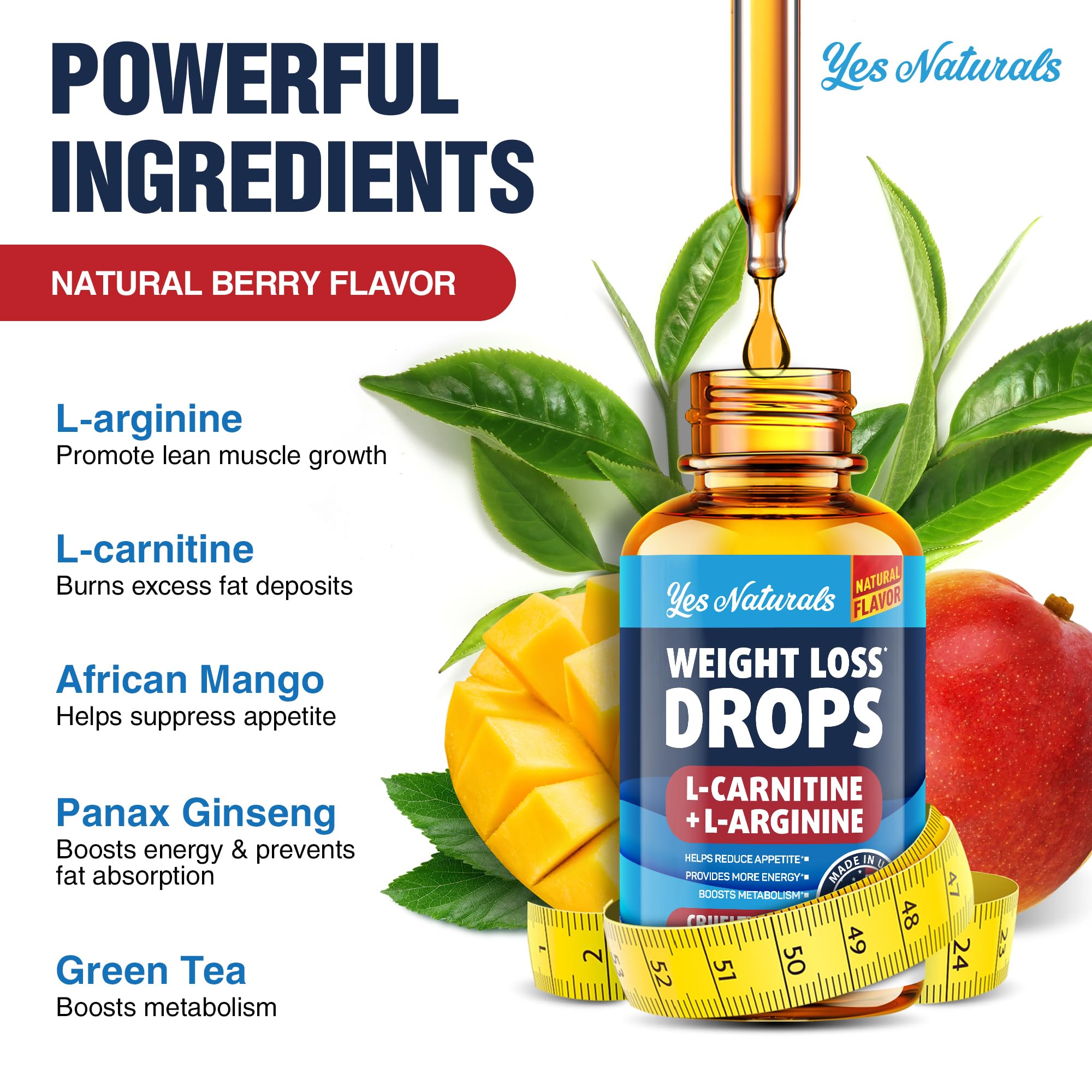 YES NATURALS! Weight Loss Drops - Natural Metabolism Booster & Appetite Suppressant YES NATURALS!