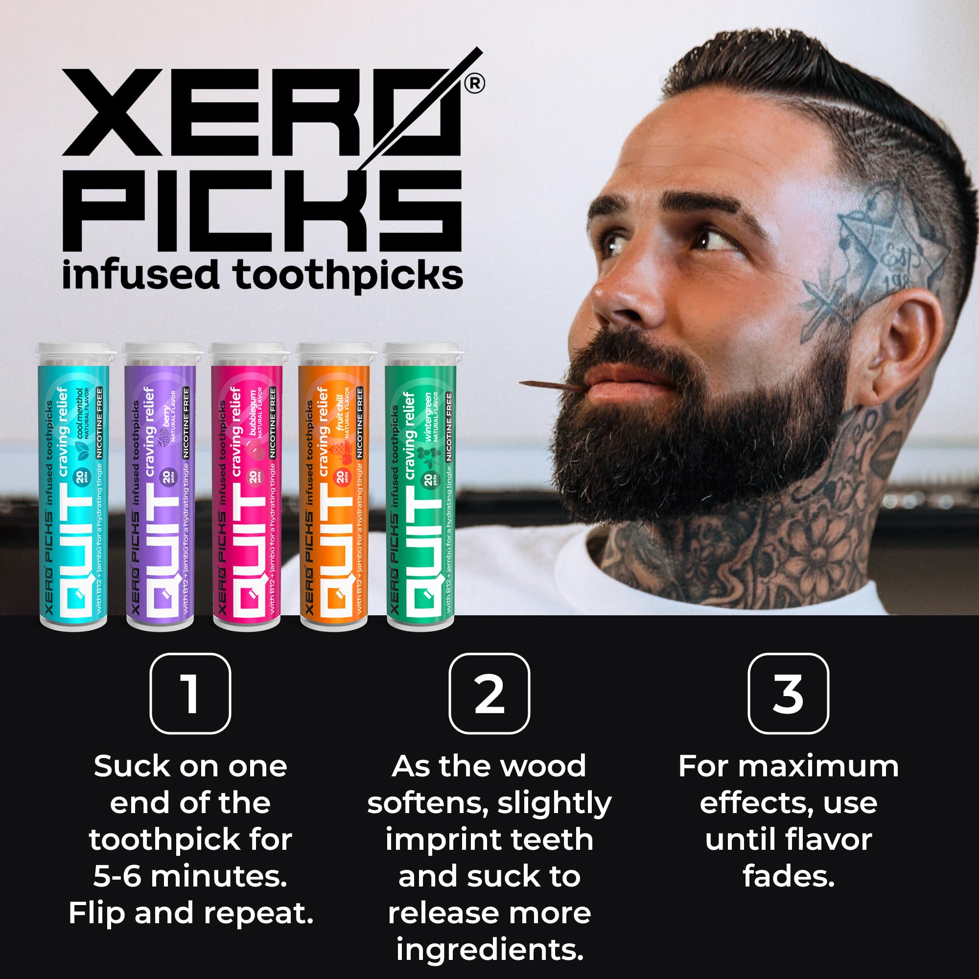 Xero Picks Infused Flavored Toothpicks to Help Quit Smoking - Nicotine Xero Picks