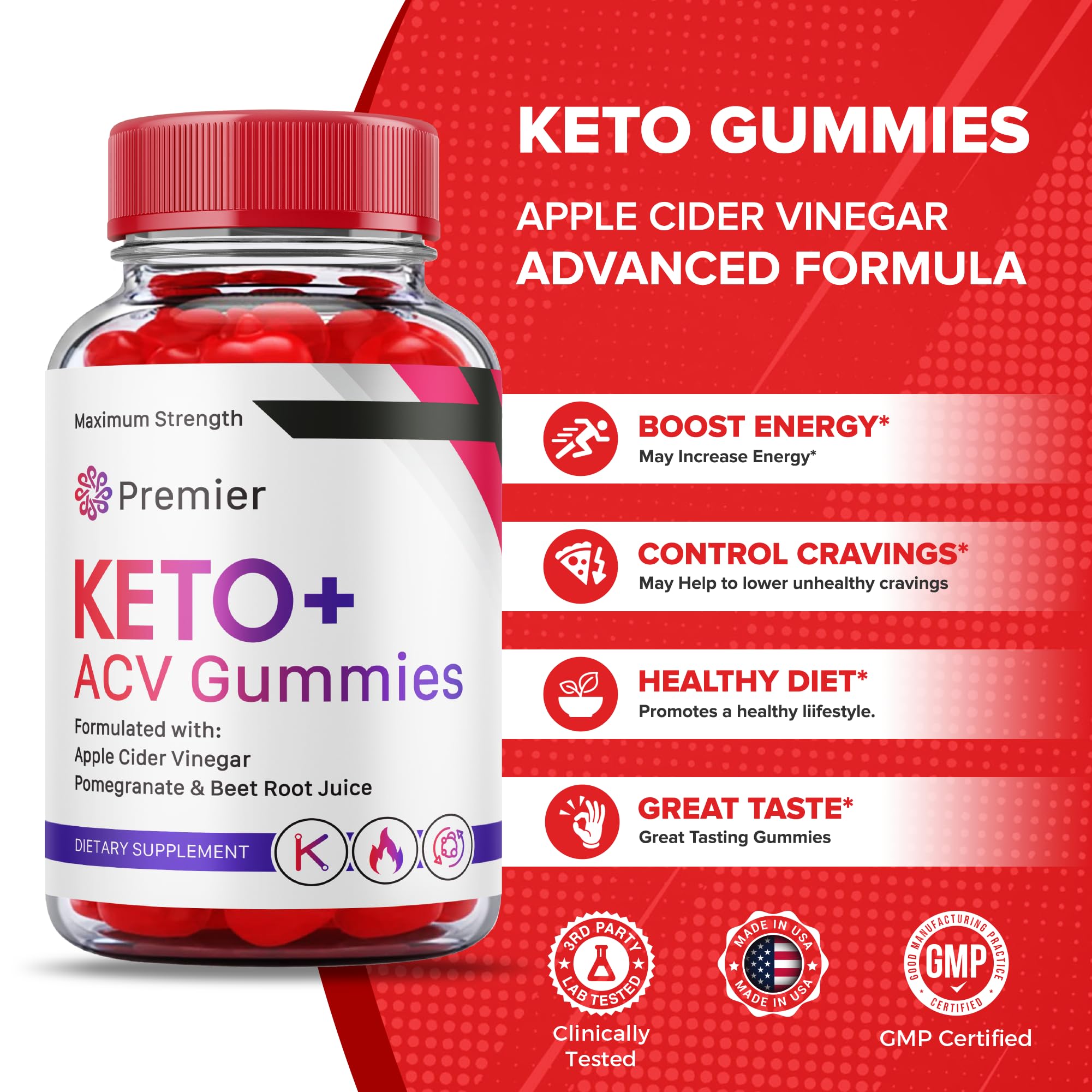 (3 Pack) Premier Keto Acv Gummies Advanced Formula, Premier Keto + Acv Gummies Plus Vitaking
