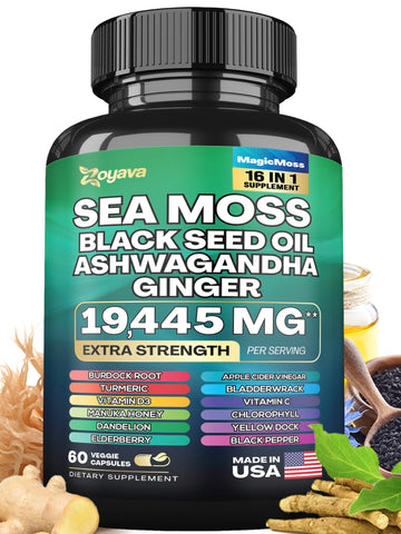 Zoyava Magic Moss Blend Sea Moss 7000mg Ashwagandha 2000mg Black Seed Oil 