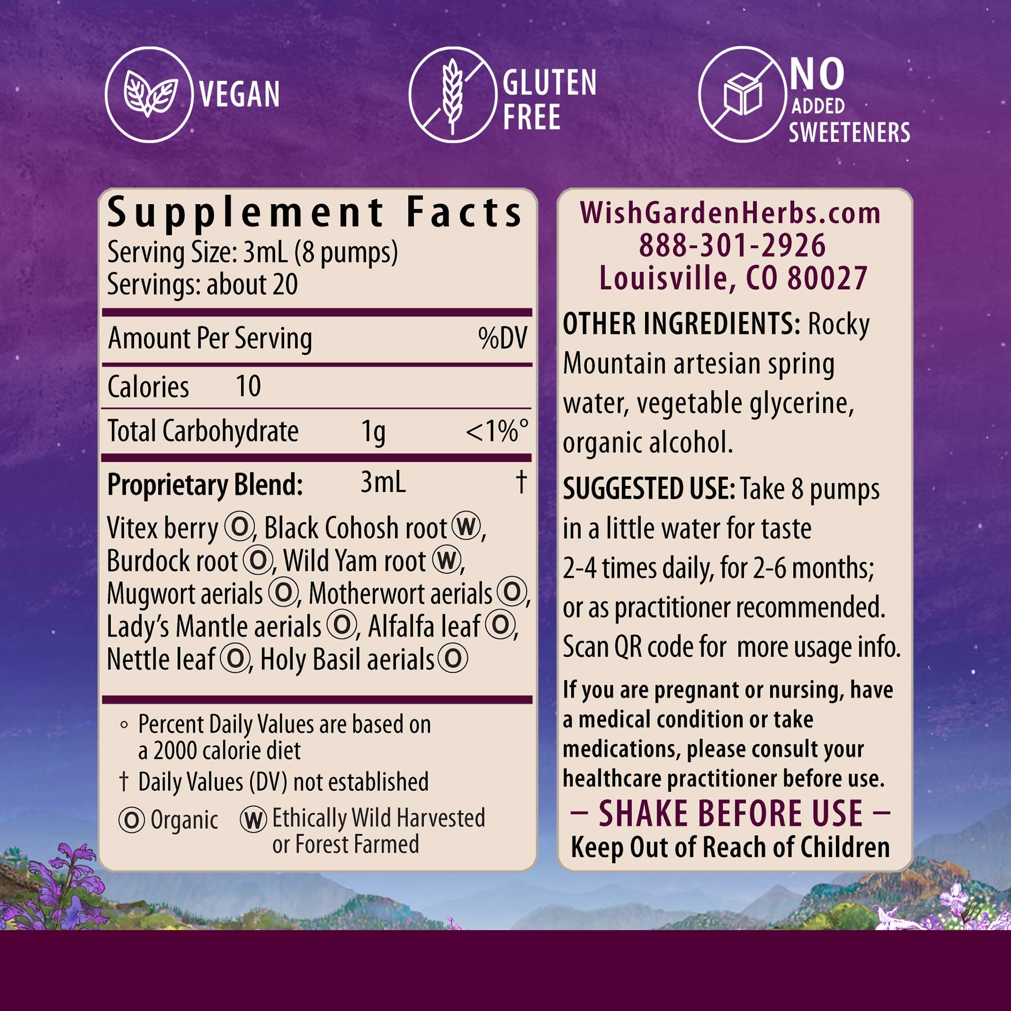 WishGarden Herbs Cycle Changes Herbal Menopause Support - Plant-Based Supplement w/Black Cohosh WishGarden