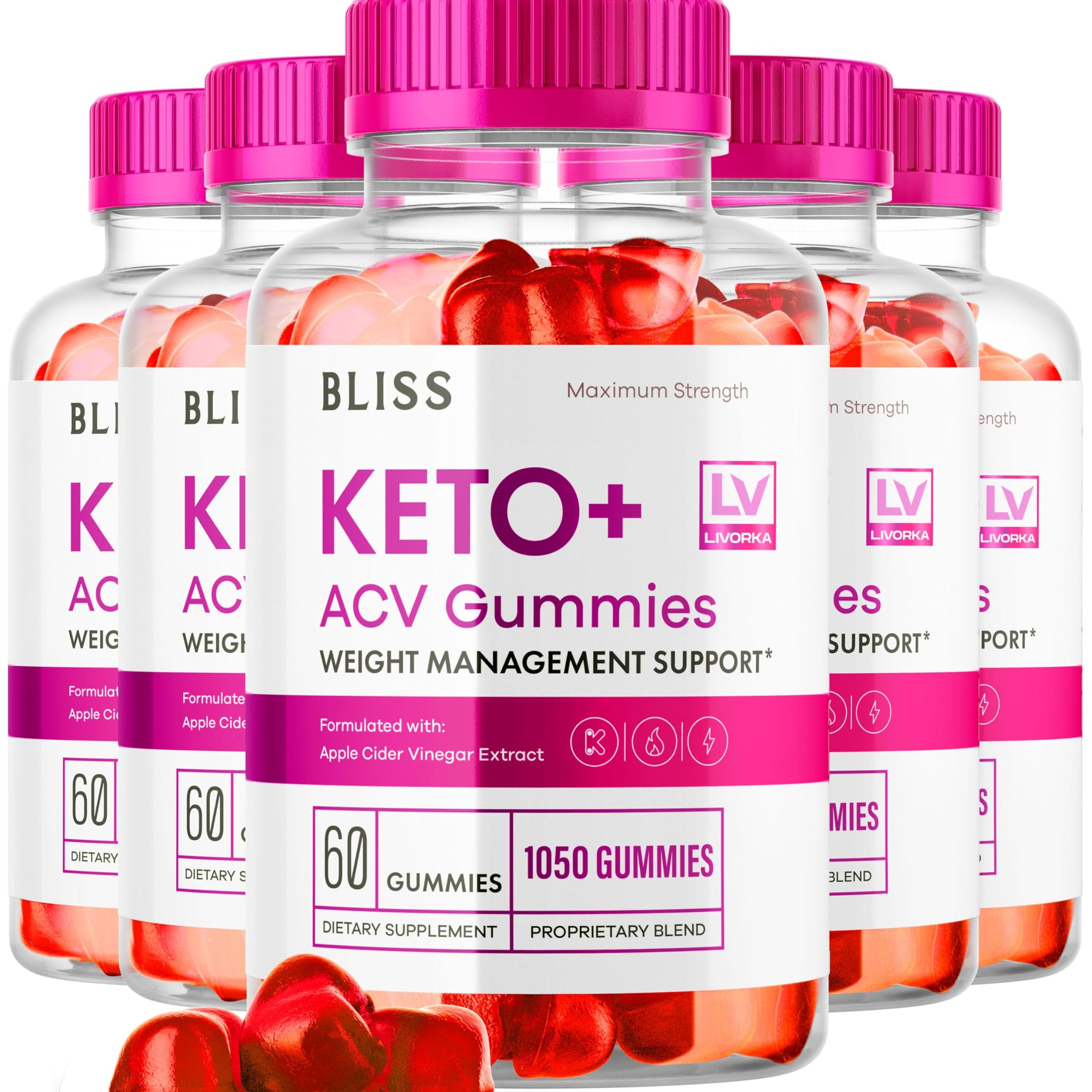 5 Pack - Bliss Keto ACV Gummies Advanced Weight Loss, Bliss ACV Active Gummies
