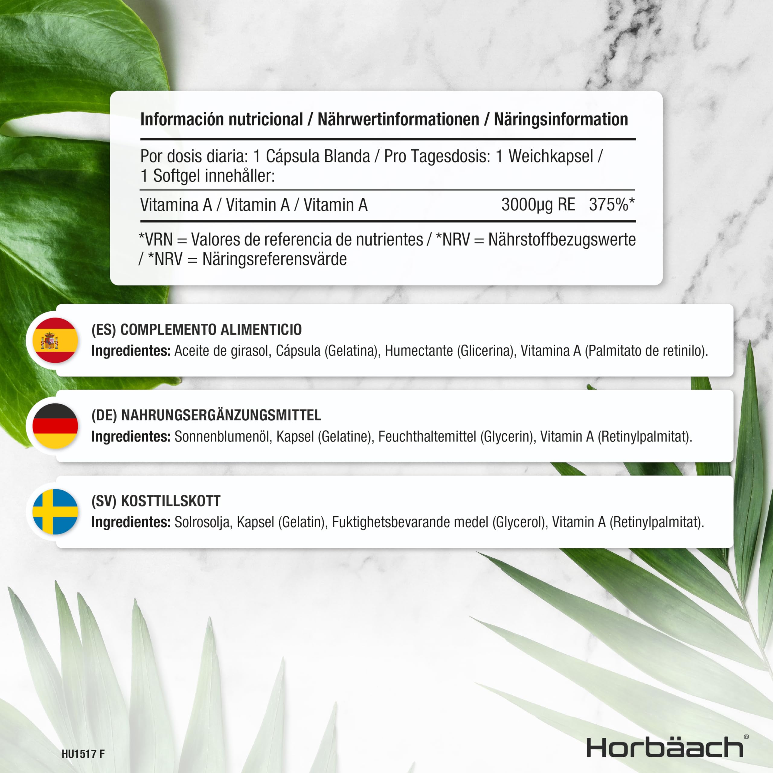 Vitamin A Capsules 10,000iu | 365 Count (1 Year Supply) | High Strength Vitamin A Supplem Horbäach