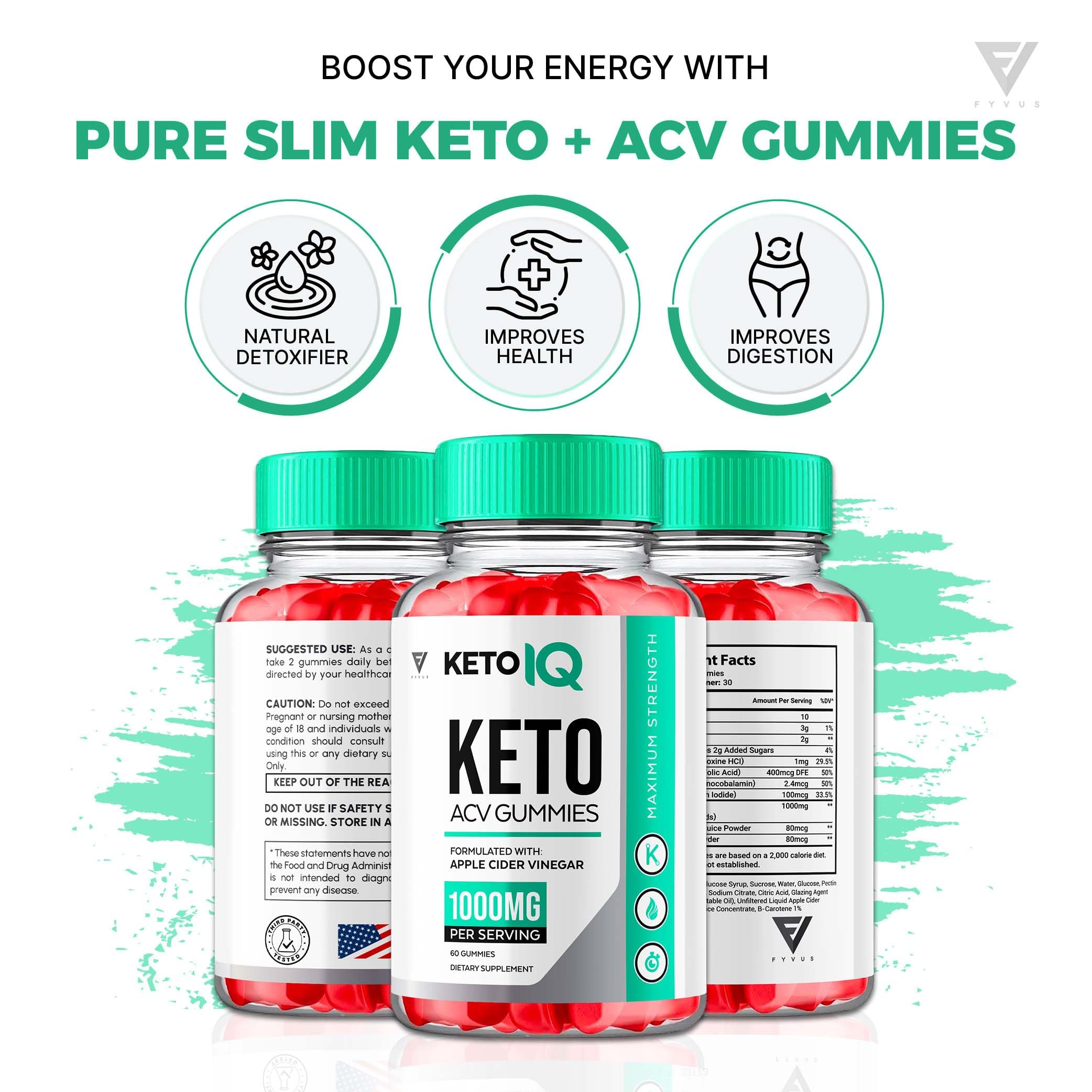 (3 Pack) Keto IQ KetoIQ Keto ACV Gummies, Keto IQ ACV Gummies Advanced Weight Loss Fyvus
