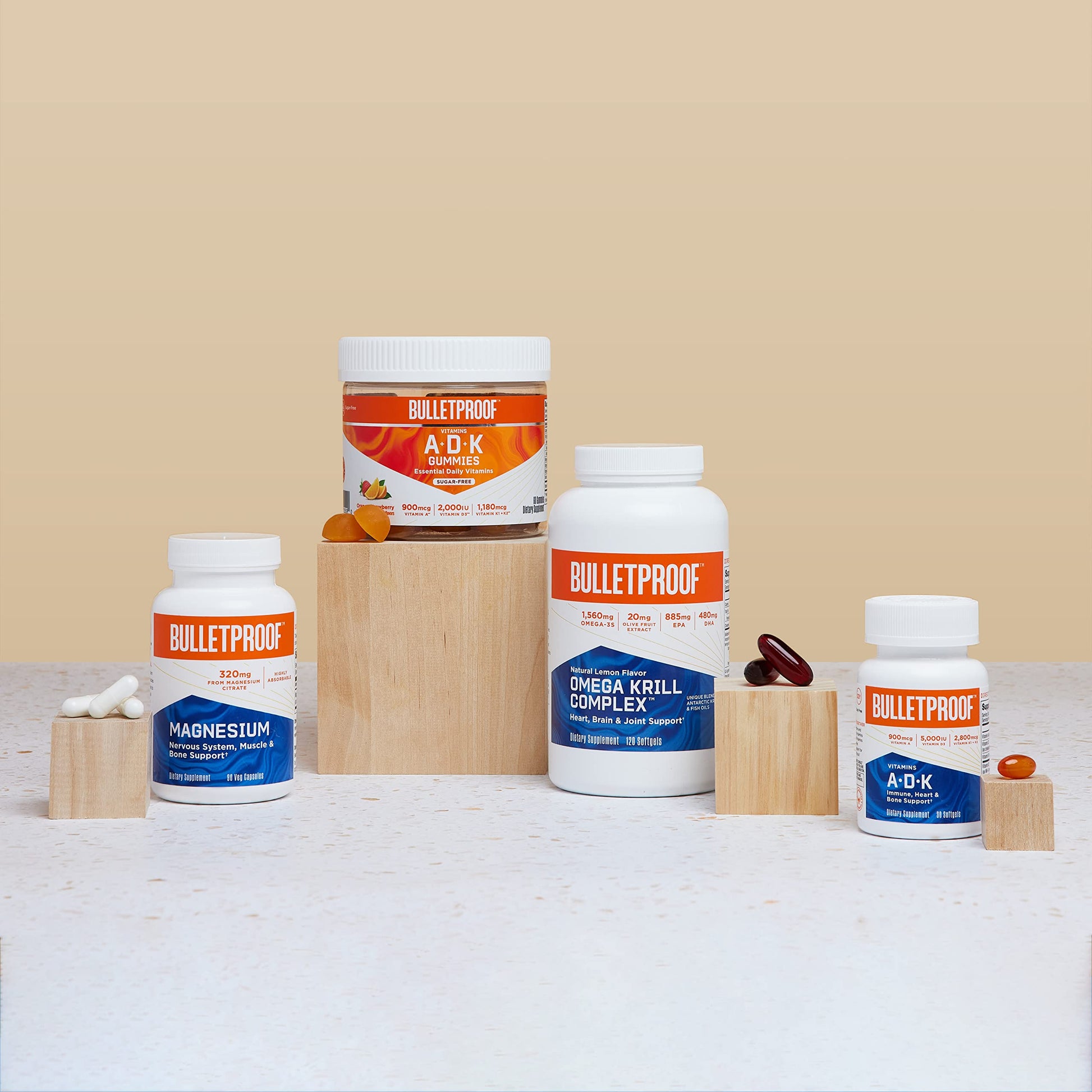 Vitamins A-D-K, 30 Softgels, 900mcg Vitamin A, with 5000 IU D3, K1, K2, K3, High Potency Bulletproof