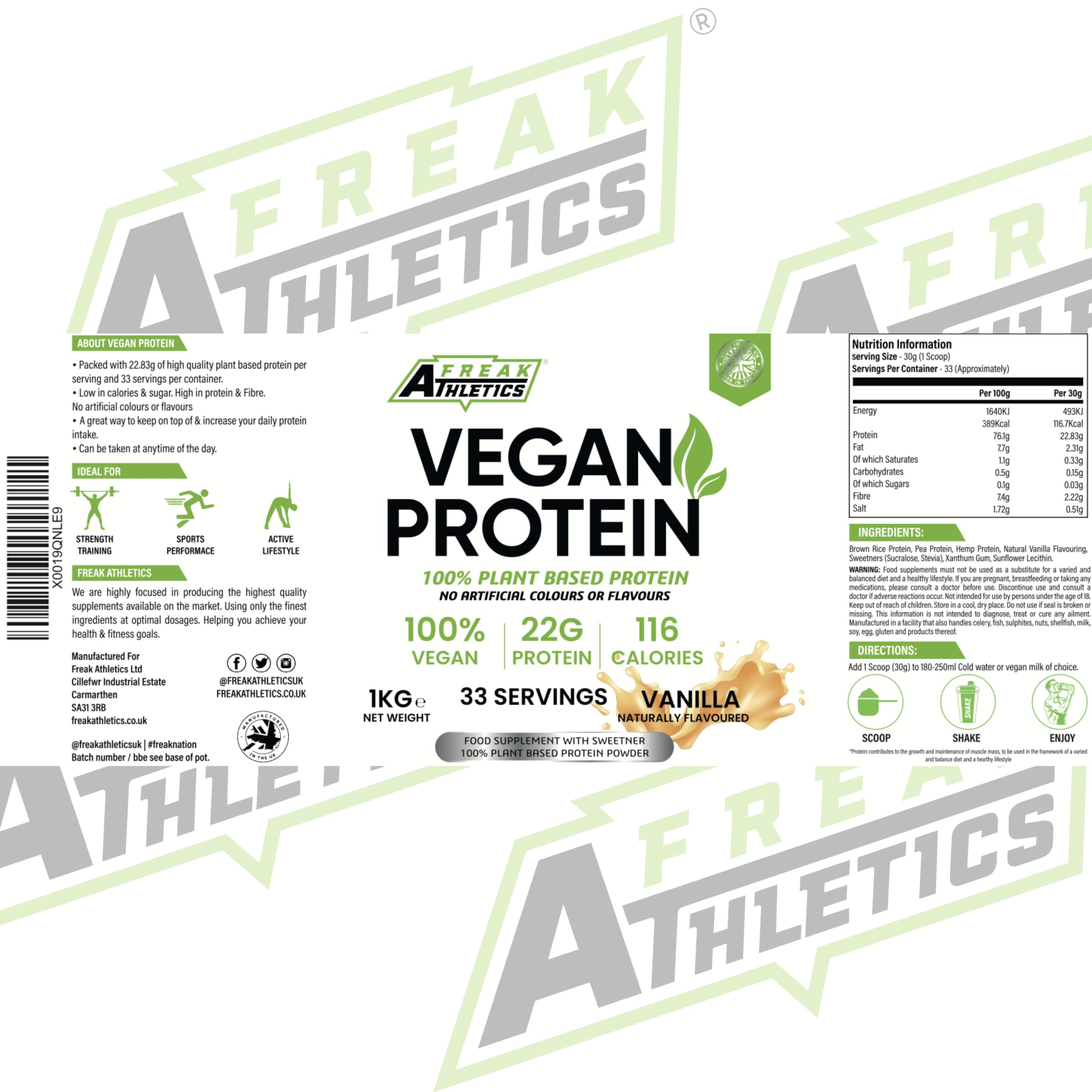 Vegan Protein Powders - Plant Based Vegan Protein Powder 1kg Soy Free Protein Powder Freak Athletics