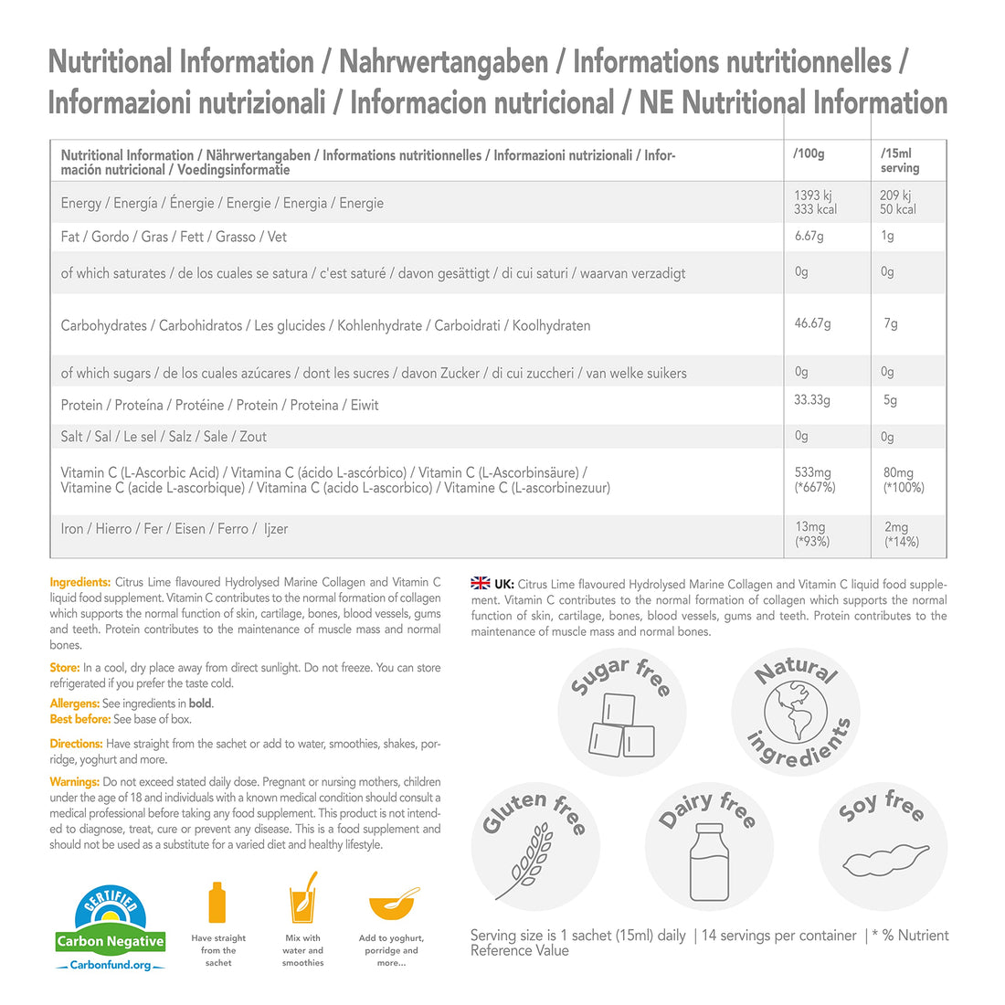 Zooki 5000mg Marine Collagen Liquid Sachets | Hydrolysed Marine Collagen Peptides