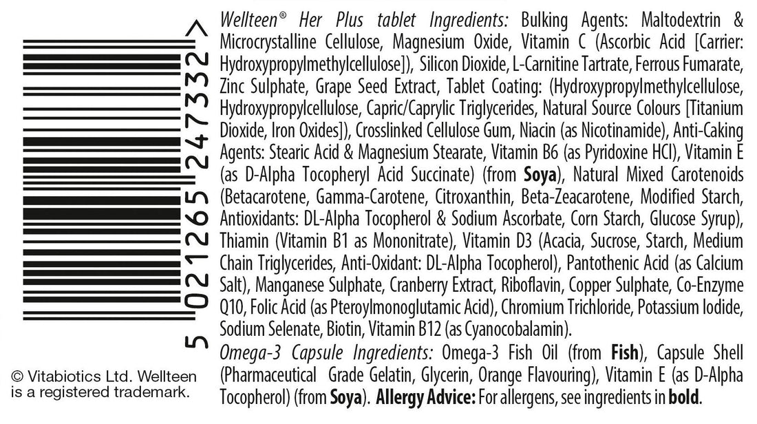 Vitabiotics Wellteen Her Plus - 56 Tablets/Capsules, 56 Count (Pack of 1)