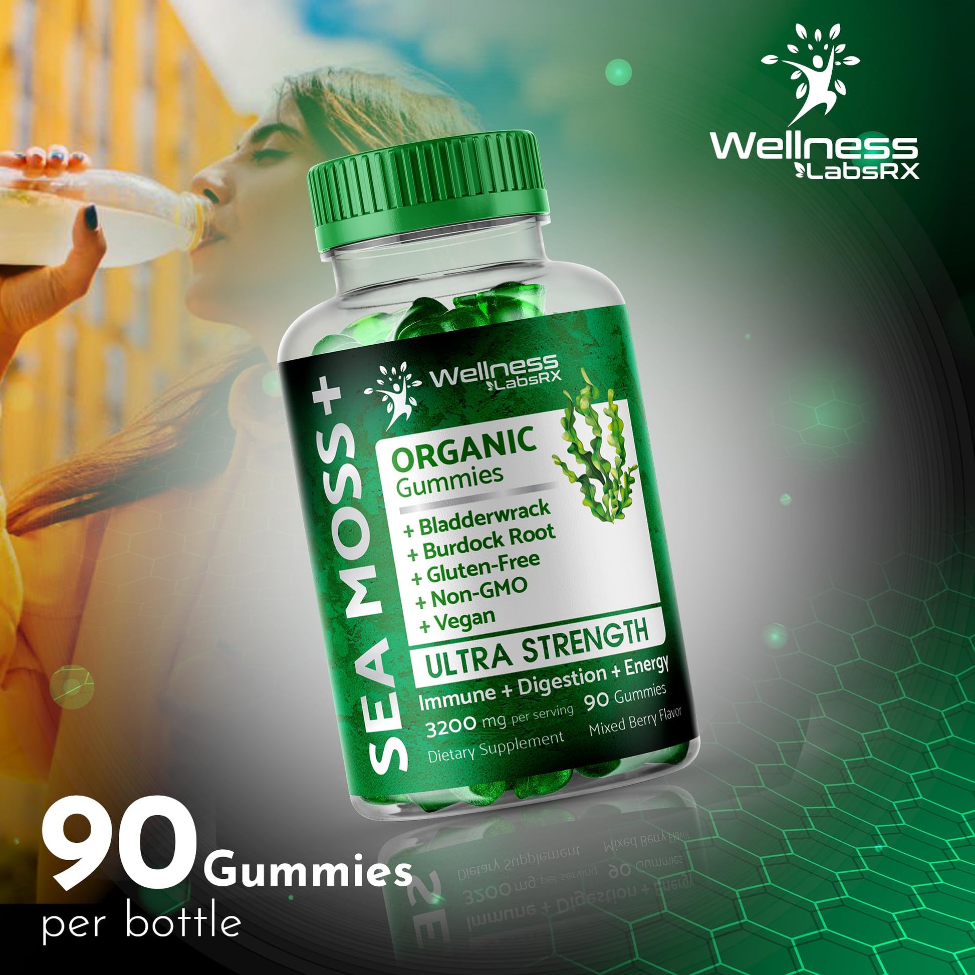 WELLNESS LABSRX Sea Moss Gummies, 3200mg Organic Seamoss, Irish Sea Moss WELLNESS LABSRX