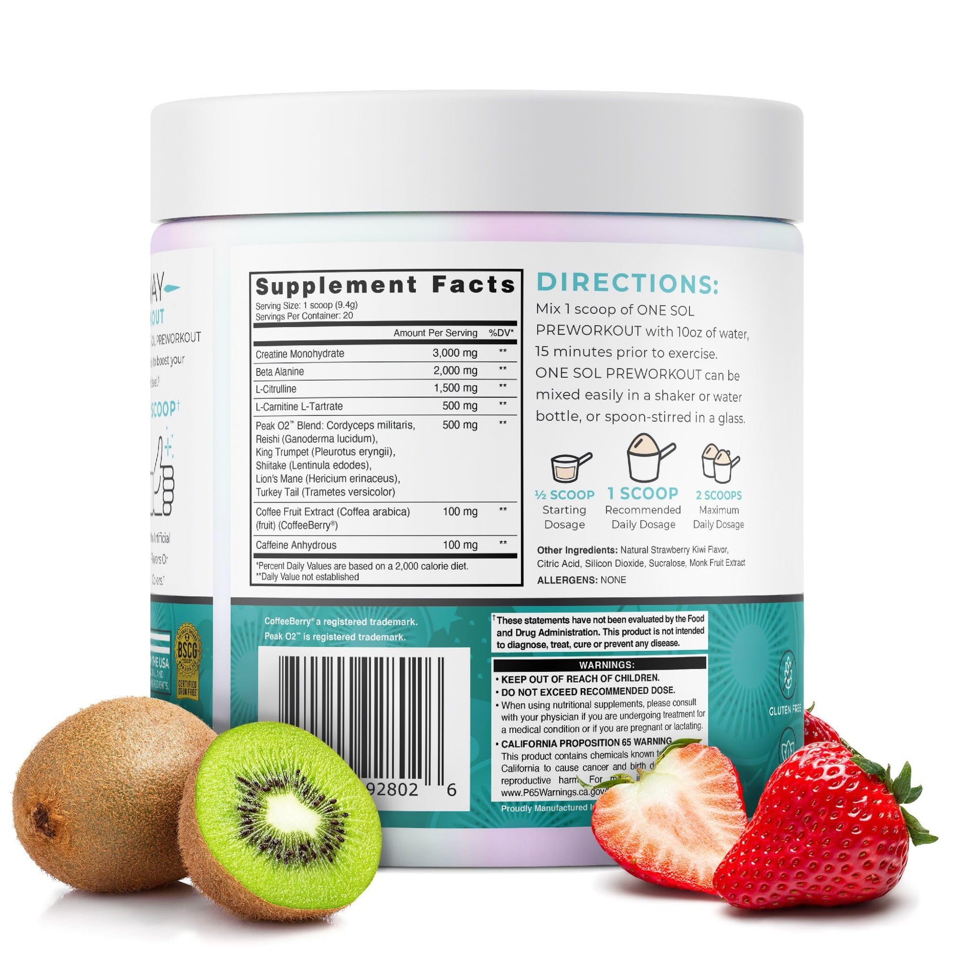 One Sol Pre-Workout for Women, Enhanced Pump & Focus, No Jitters Or Crash, Natural One Sol