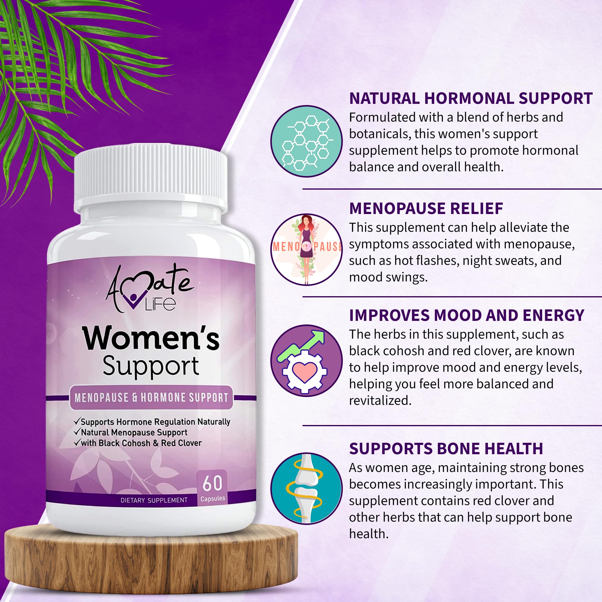 Women’s Support Supplement- Natural Hormone Regulation- Menopause Support Supplement- Estrogen Rich Amate Life