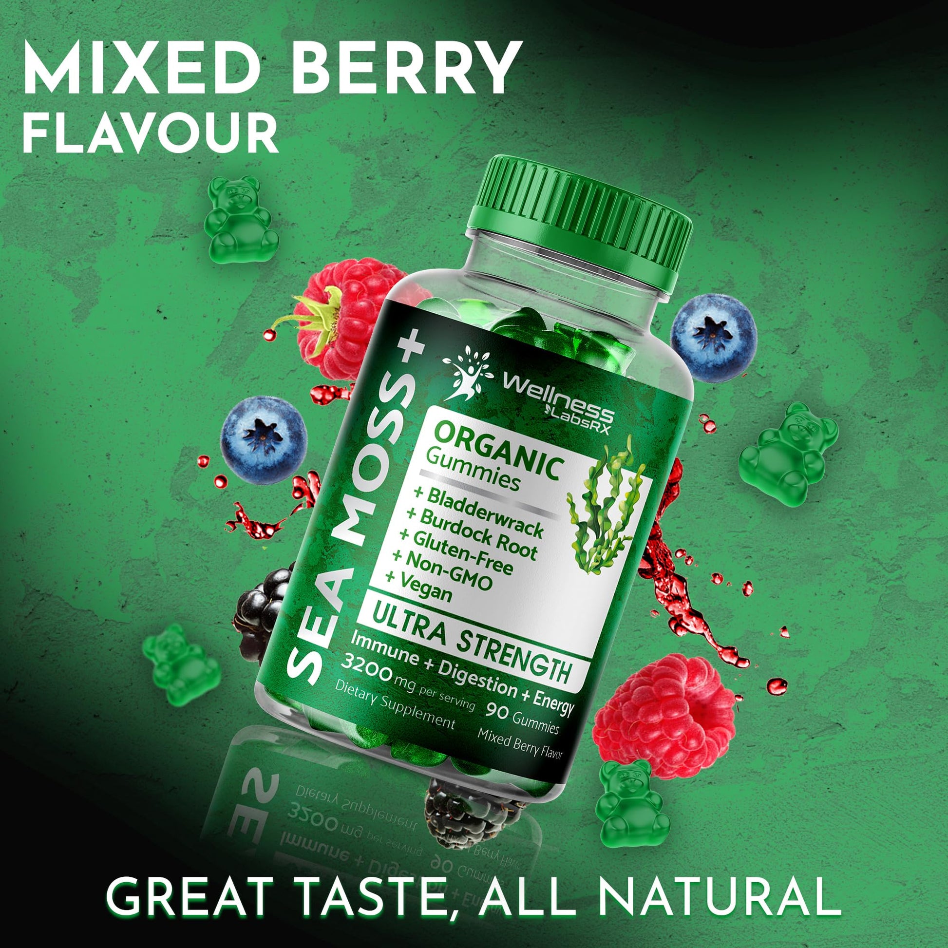 WELLNESS LABSRX Sea Moss Gummies, 3200mg Organic Seamoss, Irish Sea Moss WELLNESS LABSRX