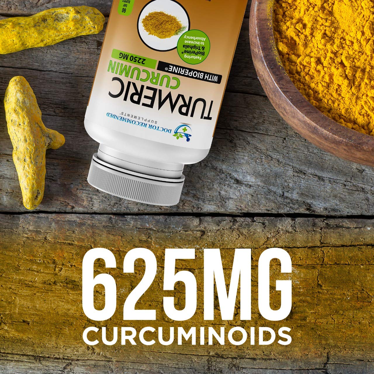 Turmeric Curcumin - 2250mg/d - Veggie Caps - 95% Curcuminoids with Black Pepper