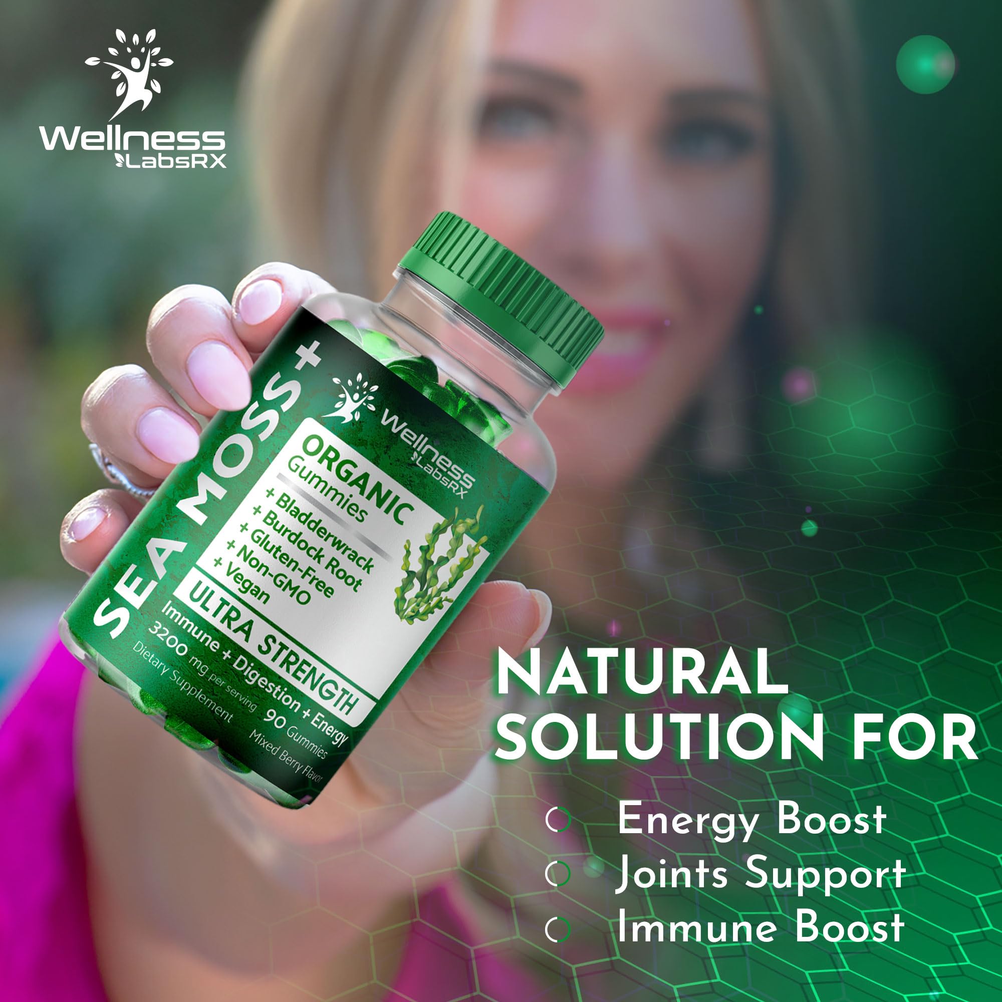 WELLNESS LABSRX Sea Moss Gummies, 3200mg Organic Seamoss, Irish Sea Moss WELLNESS LABSRX