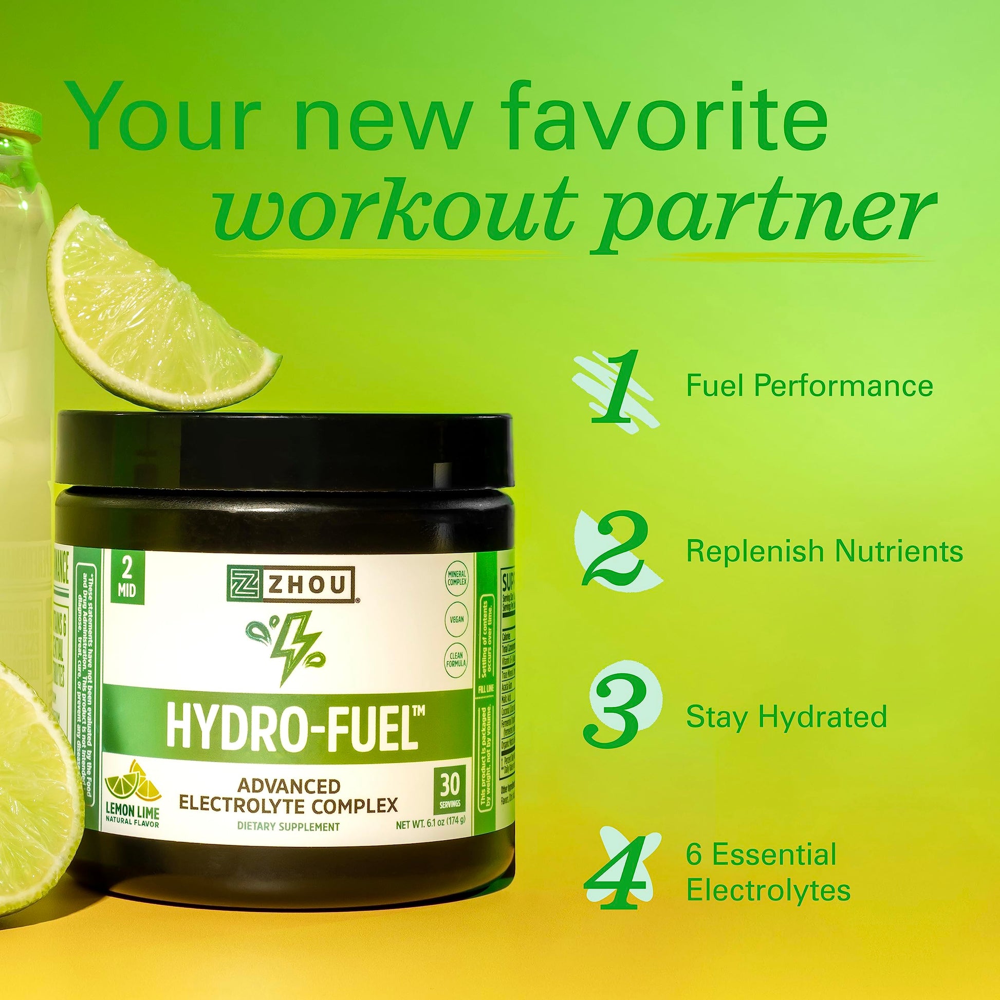 Zhou Nutrition Hydro Fuel, Sugar Free Electrolyte Powder, Replenish Nutrients, Restore Zhou Nutrition