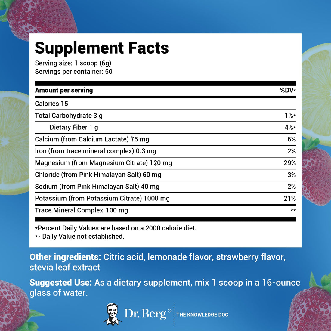 Dr. Berg Hydration Keto Electrolyte Powder - Enhanced w/ 1,000mg of Potassium 