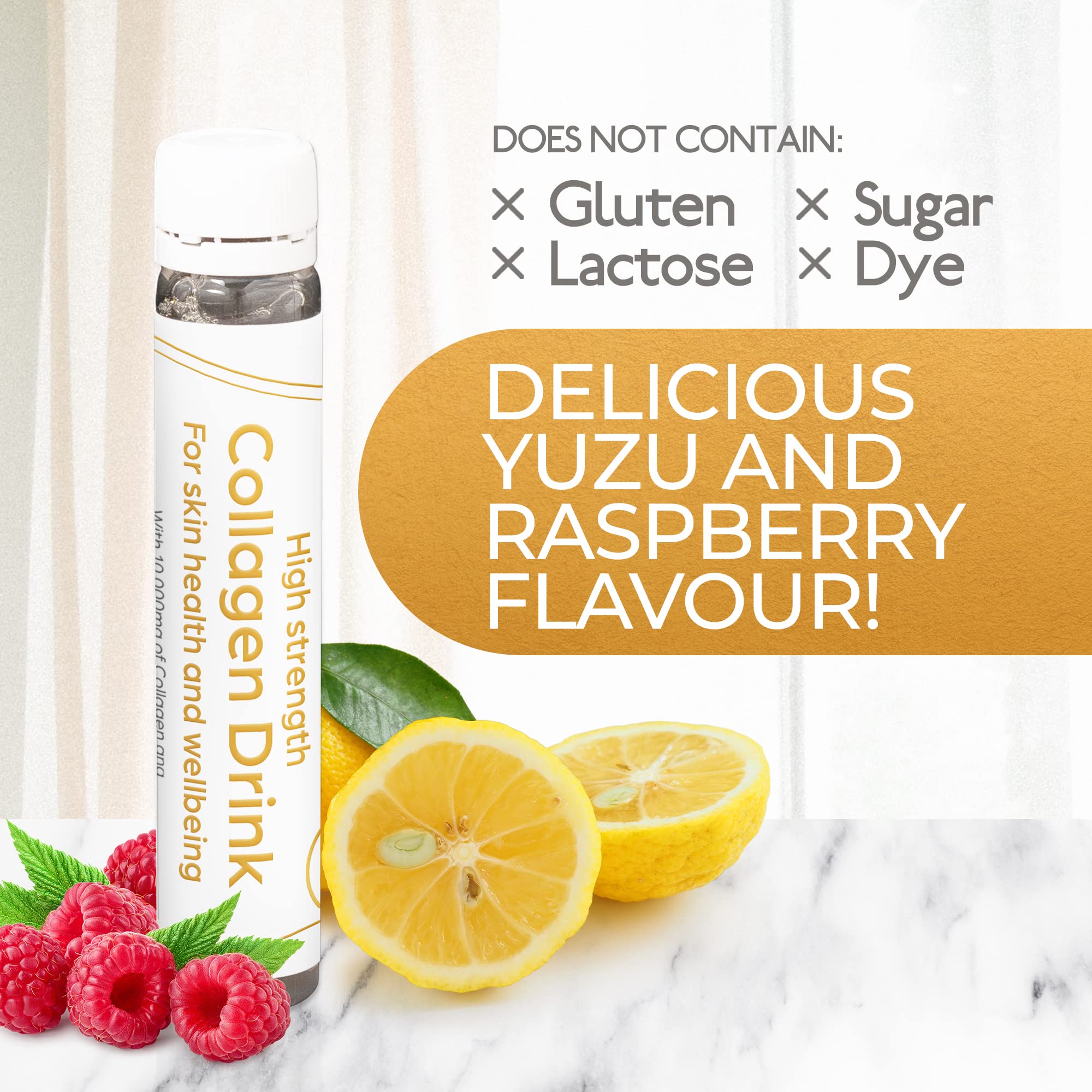 Yuliv High-Dosage Hydrolyzed Collagen Drink - Liquid Collagen Peptides (10000 mg) with Vitamin C for Hair, Skin, and Nails Yuliv