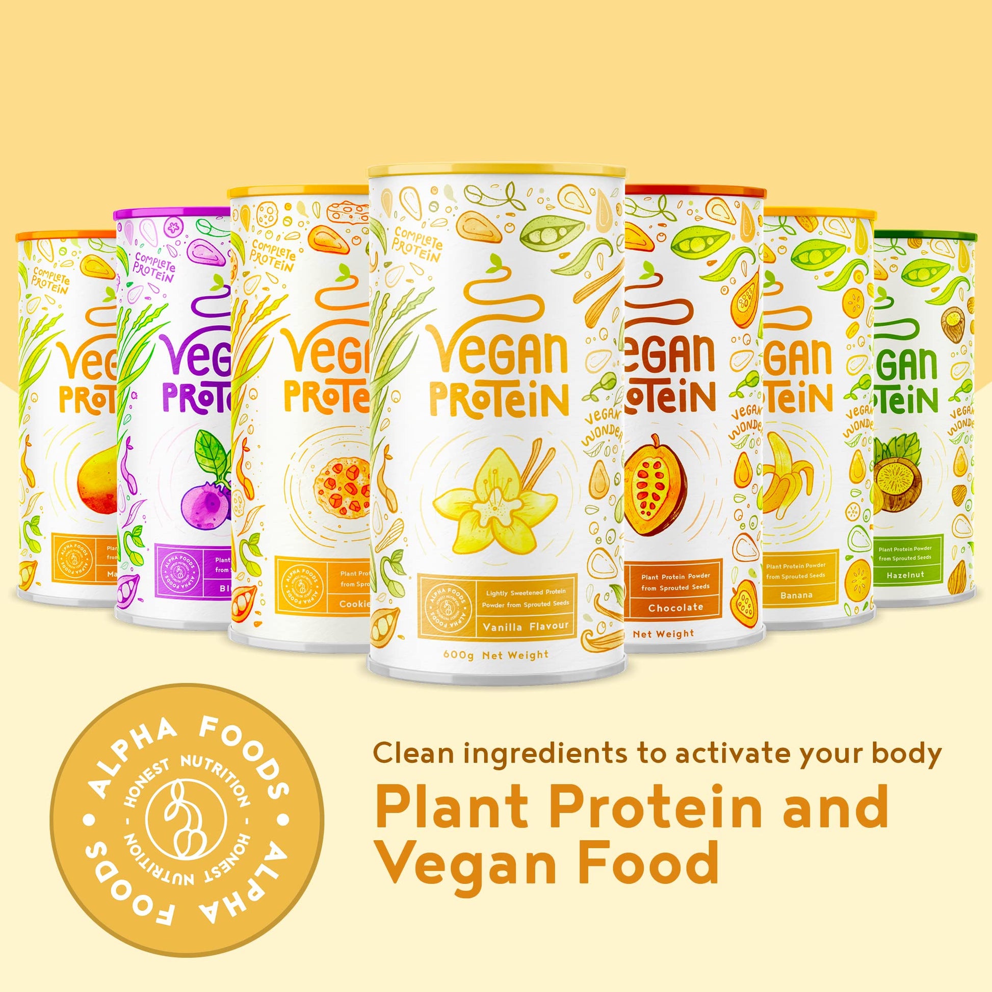 Vegan Protein Powder Vanilla - 1.2kg(80 servings) - 100% Plant Based Protein Powders Alpha Foods