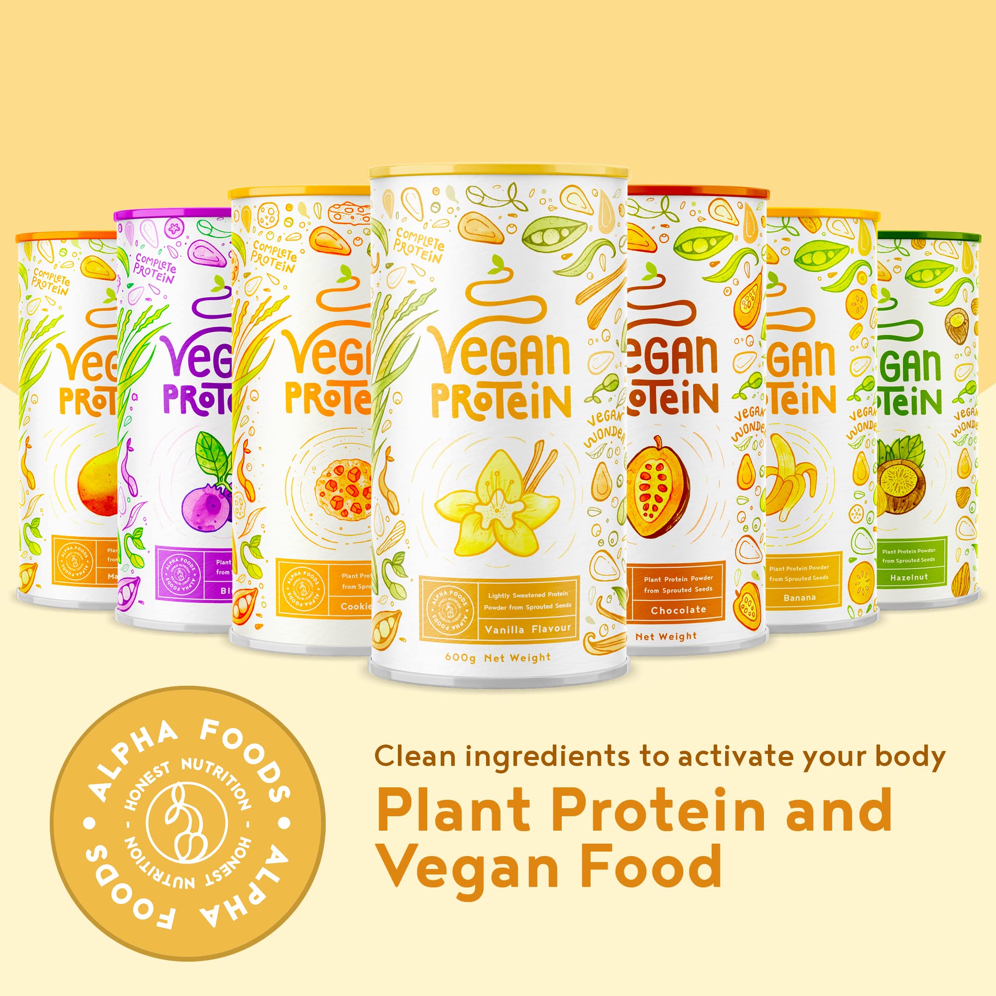 Vegan Protein Powder Vanilla - 1.2kg(80 servings) - 100% Plant Based Protein Powders Alpha Foods