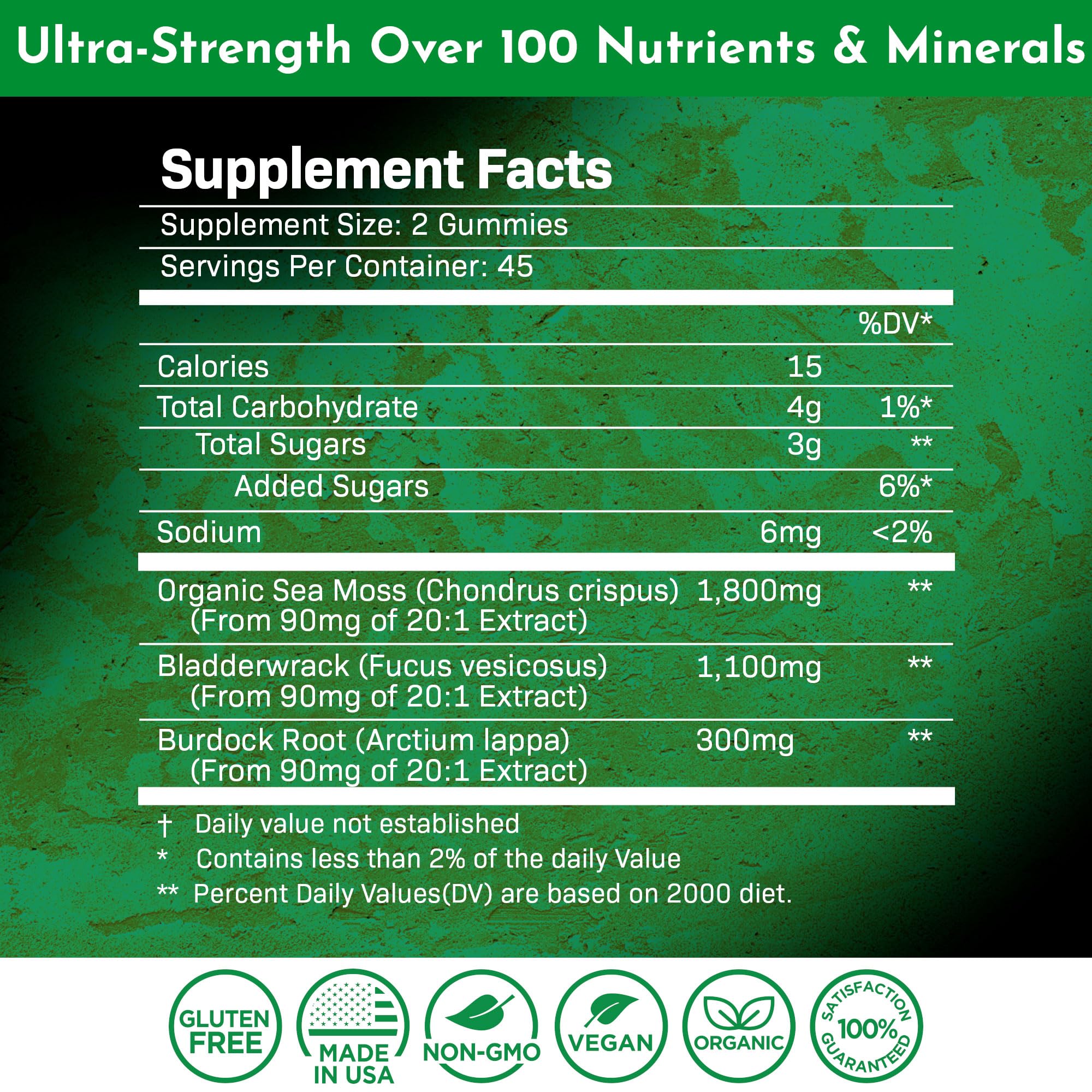 WELLNESS LABSRX Sea Moss Gummies, 3200mg Organic Seamoss, Irish Sea Moss WELLNESS LABSRX