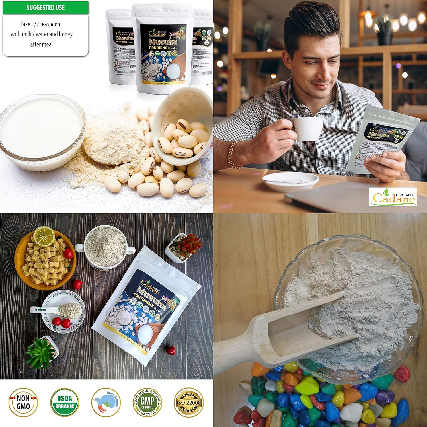 Organic Cadane Mucuna Pruriens Powder 1 Pound | Promotes Brain Health, Supports Immune System, Energy | USDA Certified Vegan-Friendly Supplements Brain Health Support