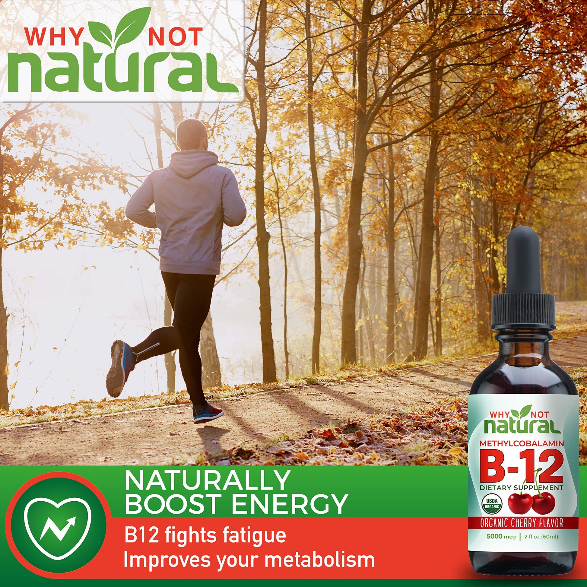 Why Not Natural Organic Vitamin B12 Liquid - Sublingual Extra Strength 60 x 5000 mcg Why Not Natural