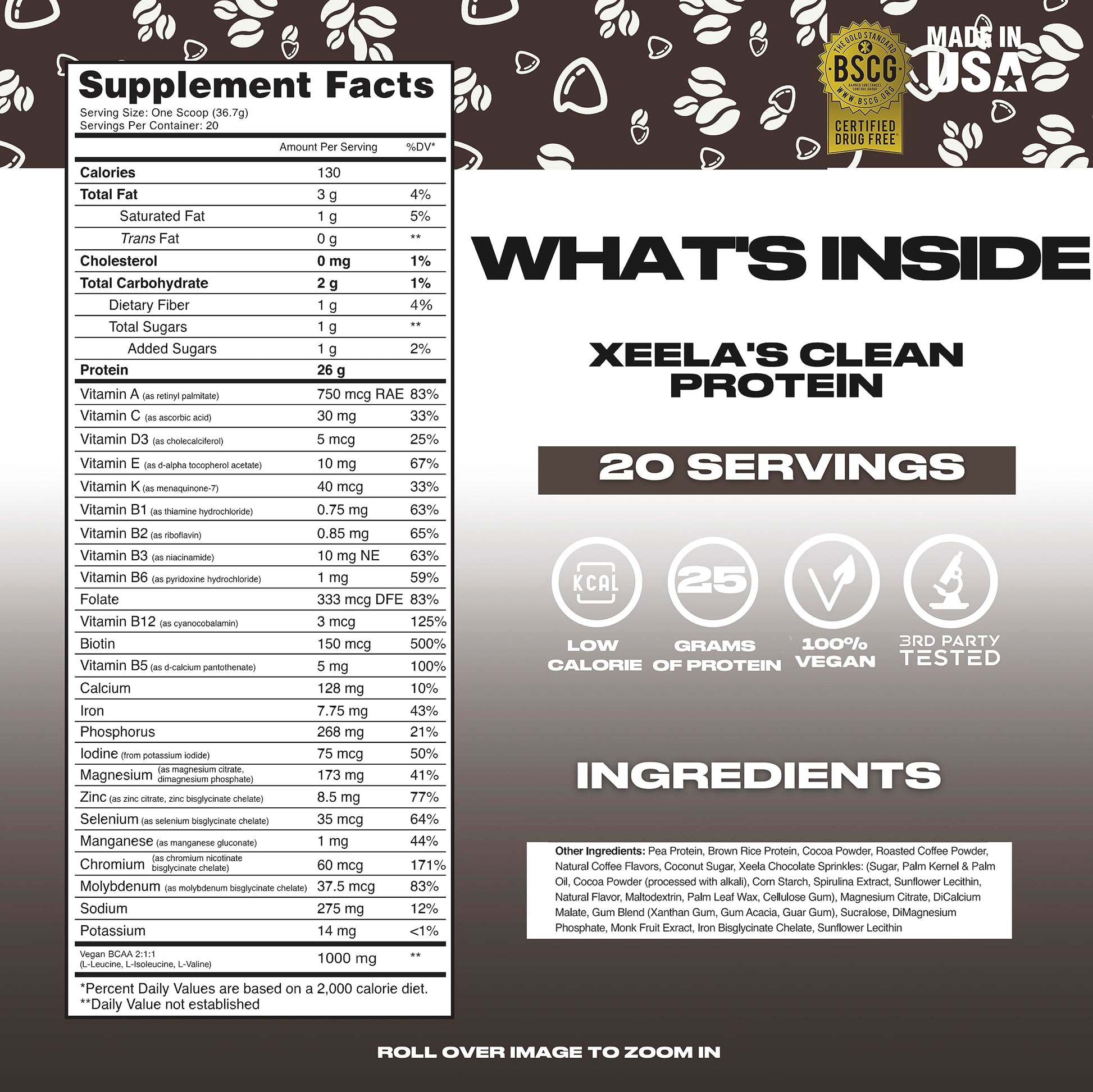 XEELA Plant Based Vegan Protein Powder - Independently Tested - 25g High Protein XEELA