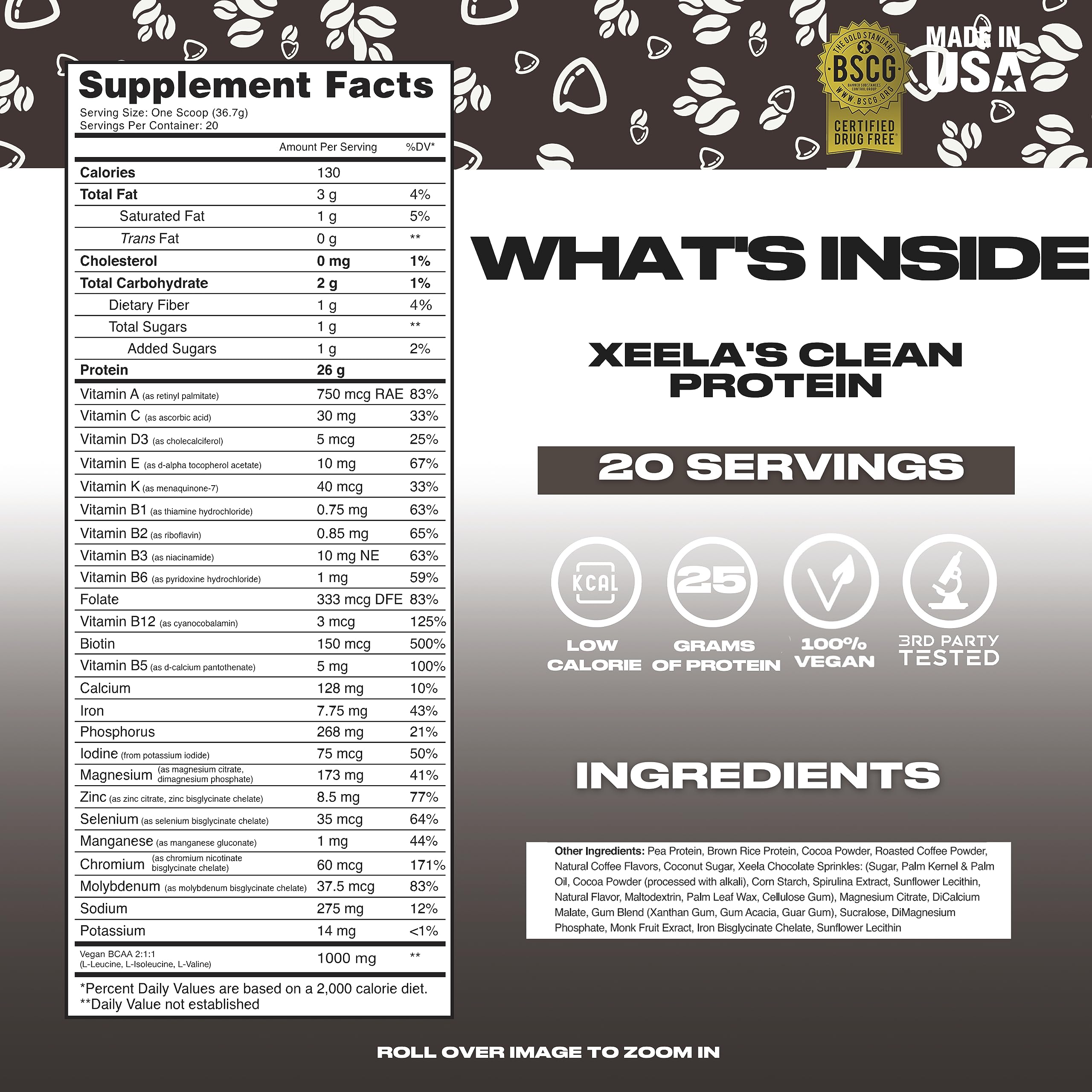 XEELA Plant Based Vegan Protein Powder - Independently Tested - 25g High Protein XEELA