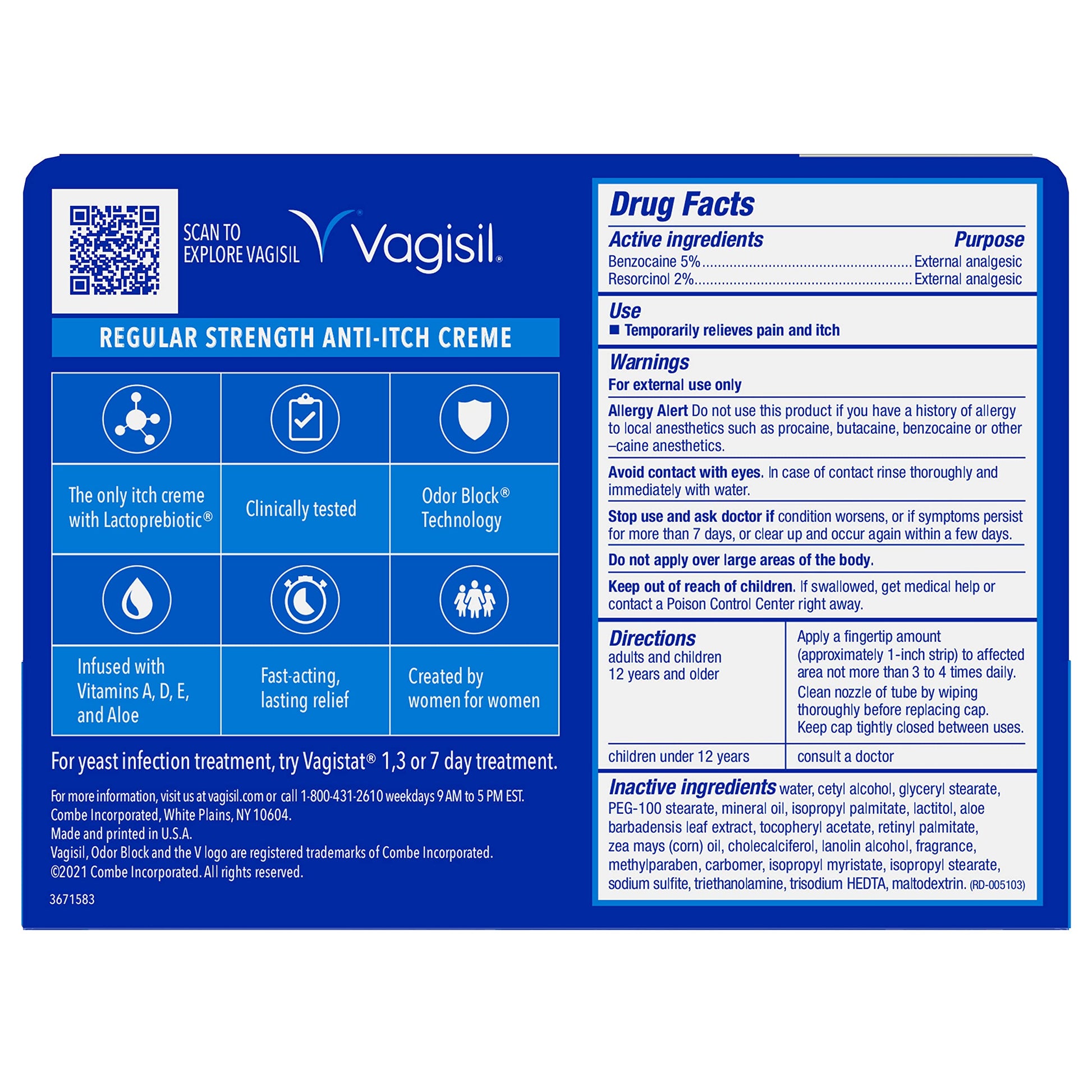 Vagisil Regular Strength Anti-Itch Feminine Cream for Women, Gynecologist Tested Vagisil