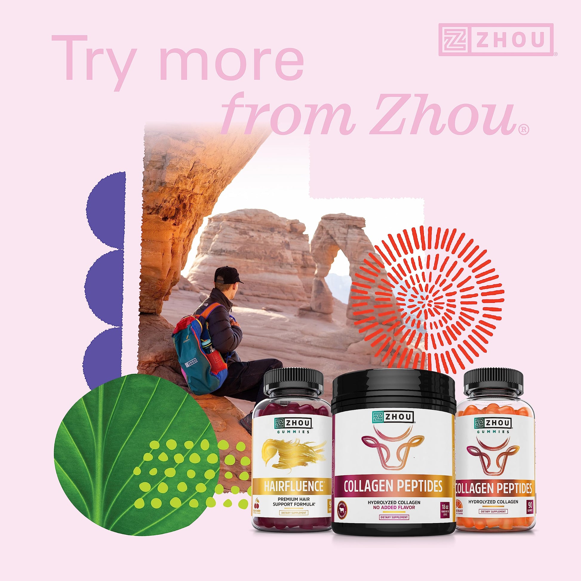 Zhou Hairfluence, Hair Growth Supplement with Biotin 5000mcg, Collagen, Keratin, Zhou Nutrition