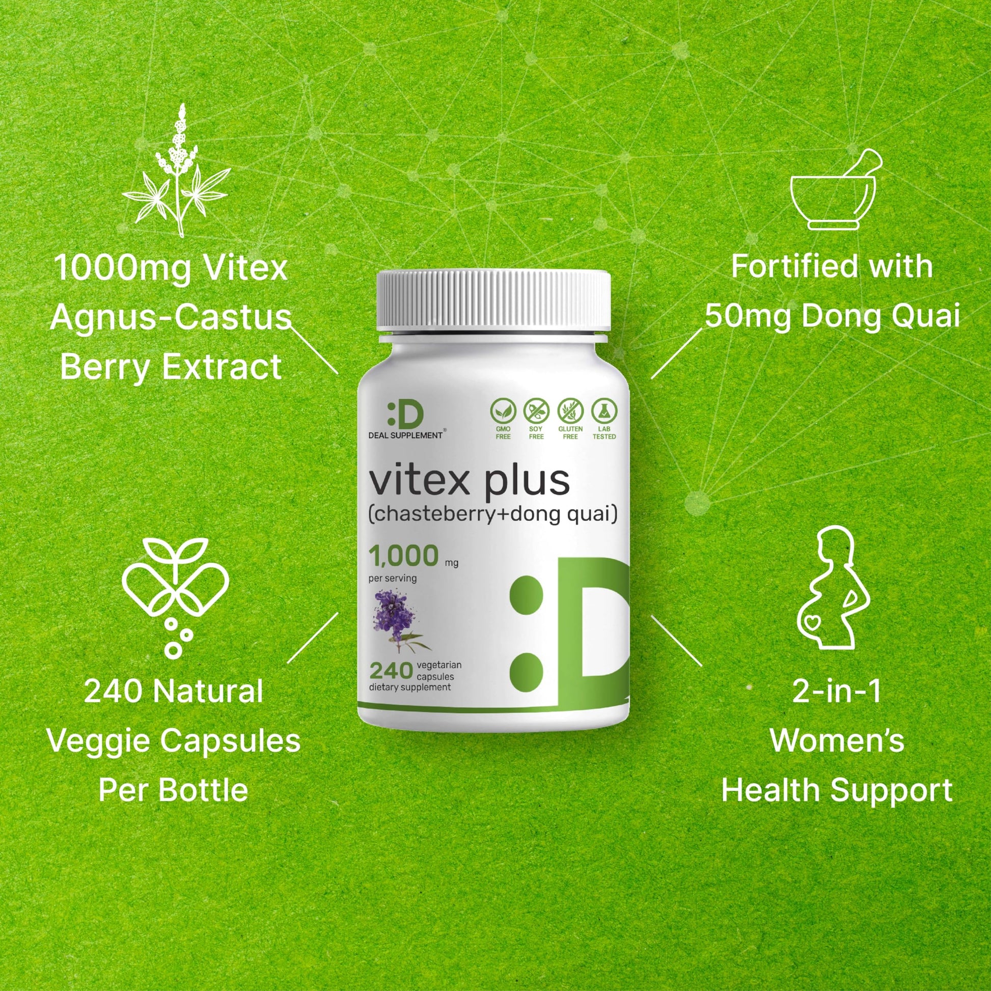 Vitex Supplement for Women – Vitex Chasteberry Supplement 1000mg Per Serving Plus Dong Quai Root DEAL SUPPLEMENT